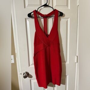 Guess red bandage dress size large